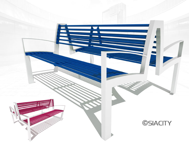 S-LA25 Parková lavička s výplní z ocelových prutů - s područkami, oboustranná