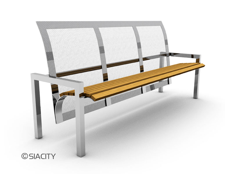X-LA05 Parková lavička s výplní z perforovaného plechu a dřevěných latí