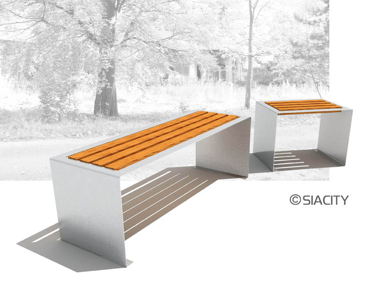 X-LA09 Parková lavička a taburetka z plechu s výplní z latí